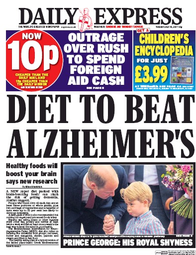 Daily Express Newspaper Front Page (UK) for 18 July 2017