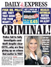 Daily Express (UK) Newspaper Front Page for 18 July 2018