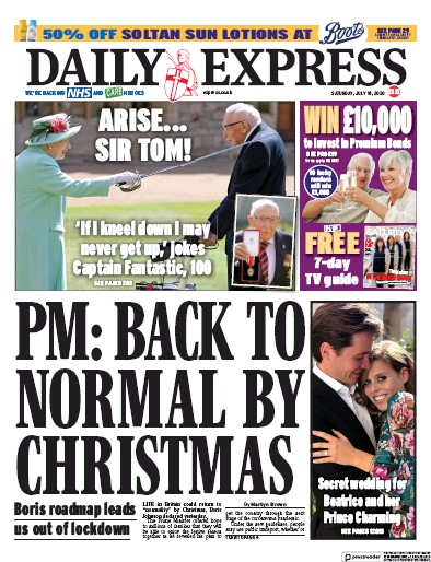 Daily Express Newspaper Front Page (UK) for 18 July 2020