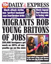 Daily Express (UK) Newspaper Front Page for 18 August 2011