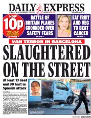 Daily Express (UK) Newspaper Front Page for 18 August 2017