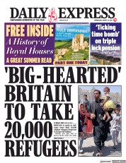 Daily Express (UK) Newspaper Front Page for 18 August 2021