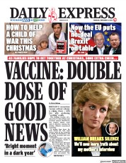 Daily Express (UK) Newspaper Front Page for 19 November 2020