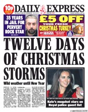 Daily Express (UK) Newspaper Front Page for 19 December 2013