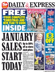Daily Express (UK) Newspaper Front Page for 19 December 2015
