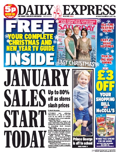 Daily Express Newspaper Front Page (UK) for 19 December 2015
