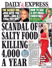 Daily Express (UK) Newspaper Front Page for 19 December 2018