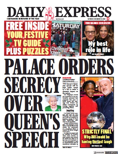 Daily Express Newspaper Front Page (UK) for 19 December 2020