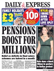 Daily Express (UK) Newspaper Front Page for 19 February 2018
