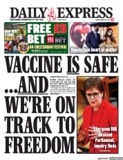 Daily Express (UK) Newspaper Front Page for 19 March 2021