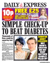 Daily Express (UK) Newspaper Front Page for 19 April 2013