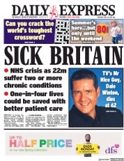 Daily Express (UK) Newspaper Front Page for 19 April 2018