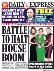 Daily Express (UK) Newspaper Front Page for 19 May 2014