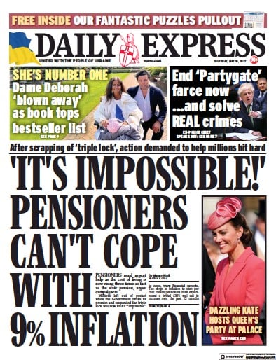 Daily Express Newspaper Front Page (UK) for 19 May 2022
