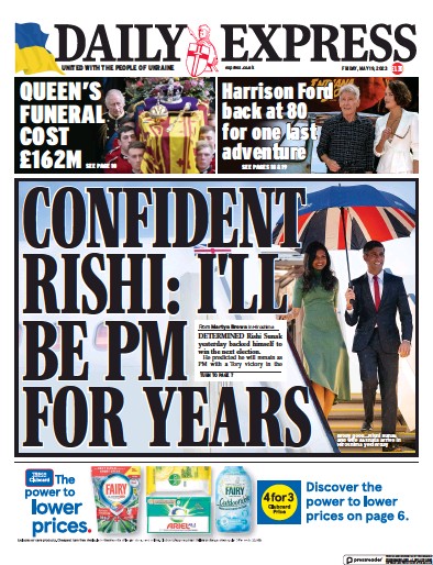 Daily Express Newspaper Front Page (UK) for 19 May 2023