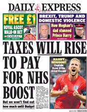 Daily Express (UK) Newspaper Front Page for 19 June 2018