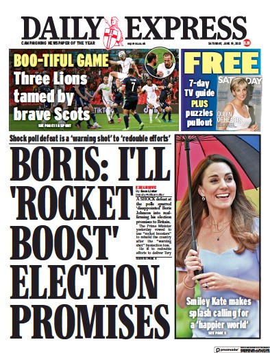 Daily Express Newspaper Front Page (UK) for 19 June 2021