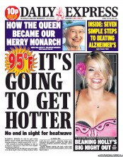 Daily Express Newspaper Front Page (UK) for 19 July 2013