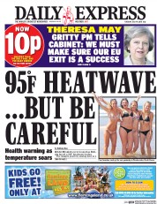 Daily Express (UK) Newspaper Front Page for 19 July 2016
