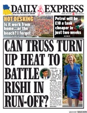 Daily Express (UK) Newspaper Front Page for 19 July 2022