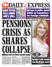 Daily Express Newspaper Front Page (UK) for 19 August 2011