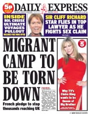 Daily Express Newspaper Front Page (UK) for 19 August 2014