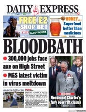 Daily Express (UK) Newspaper Front Page for 19 August 2020