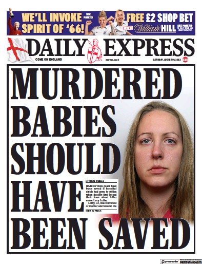 Daily Express Newspaper Front Page (UK) for 19 August 2023