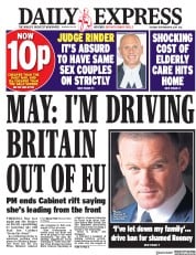 Daily Express (UK) Newspaper Front Page for 19 September 2017