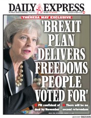 Daily Express (UK) Newspaper Front Page for 19 September 2018