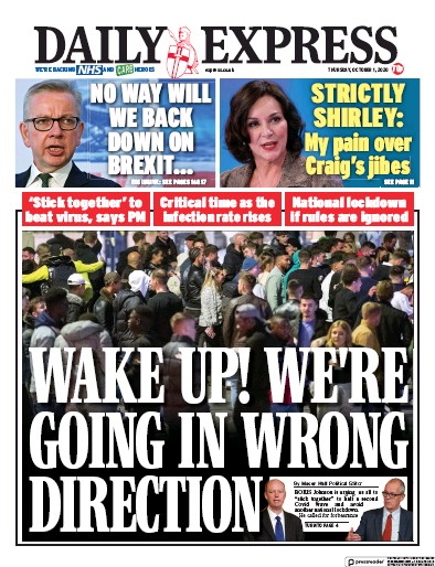 Daily Express Newspaper Front Page (UK) for 1 October 2020