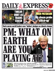 Daily Express (UK) Newspaper Front Page for 1 November 2021