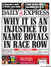 Daily Express front page for 1 December 2023