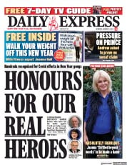 Daily Express front page for 1 January 2022