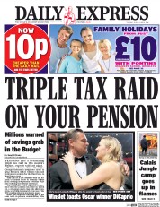 Daily Express (UK) Newspaper Front Page for 1 March 2016