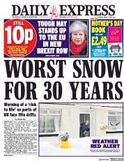 Daily Express (UK) Newspaper Front Page for 1 March 2018