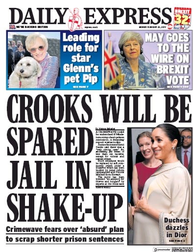 Daily Express Newspaper Front Page (UK) for 1 March 2019