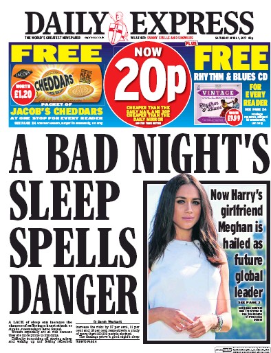Daily Express Newspaper Front Page (UK) for 1 April 2017
