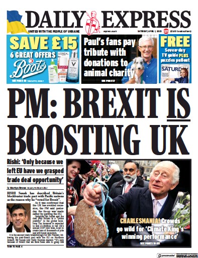 Daily Express Newspaper Front Page (UK) for 1 April 2023