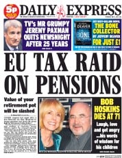 Daily Express (UK) Newspaper Front Page for 1 May 2014