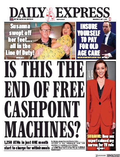 Daily Express Newspaper Front Page (UK) for 1 May 2019