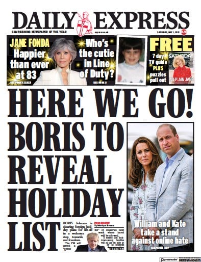 Daily Express Newspaper Front Page (UK) for 1 May 2021