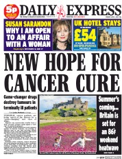 Daily Express (UK) Newspaper Front Page for 1 June 2015