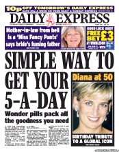 Daily Express Newspaper Front Page (UK) for 1 July 2011
