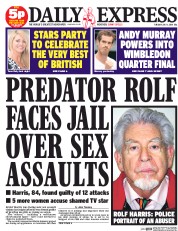 Daily Express (UK) Newspaper Front Page for 1 July 2014