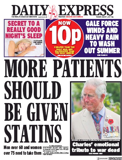 Daily Express Newspaper Front Page (UK) for 1 August 2017
