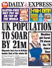 Daily Express Newspaper Front Page (UK) for 1 September 2015