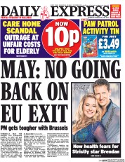 Daily Express (UK) Newspaper Front Page for 20 October 2016