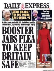 Daily Express (UK) Newspaper Front Page for 20 October 2021