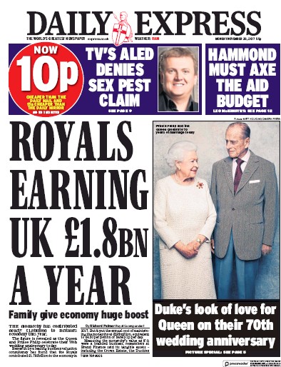 Daily Express Newspaper Front Page (UK) for 20 November 2017